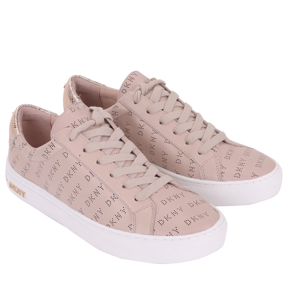 DKNY Blush Pink Leather Court Lace Up Trainer Sneakers Women’s Size 9